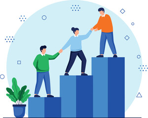 Business teamwork concept, helping hand, professional people collaboration, office cooperation, success growth, support helping, business progress, partnership, teamwork, leadership