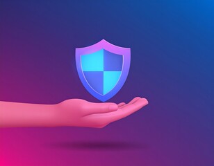 Hand holding a glowing shield graphic (1)
