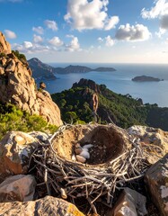 Coastal nest view, sunny day