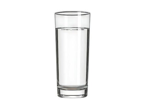 Tall glass of clear water refreshing drink hydration, Isolated On white, Png Transparent