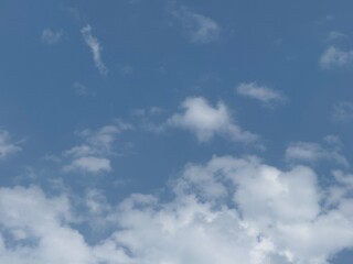 Fluffy clouds in blue sky