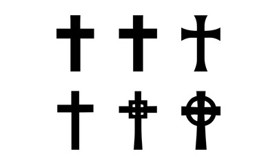 Set of black cross symbols in simple silhouette design