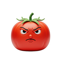 3d angry tomato character isolated on transparent background
