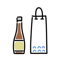 酒瓶と手提げ袋のベクターイラスト