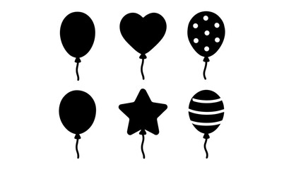 Silhouette balloon shapes: heart, star, and more for festive designs
