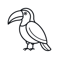 Keel Billed Toucan Outline on White Background