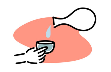 日本酒をお酌するベクターイラスト