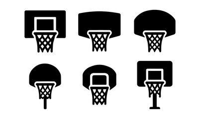 Minimalist basketball hoop silhouettes: classic and modern designs in black and white