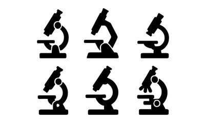 Naklejka premium Minimalist microscope silhouette collection for science and education designs