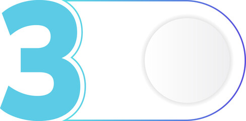 Obraz premium Circular gradient tag with a bold number three outlined in a clear border.