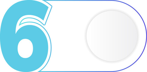 Gradient outline circle tag containing a bold number six at its center.