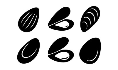 Shell icons collection: black and white minimalist design