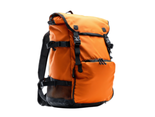 Essential orange backpack for urban adventures side view showcase
