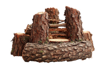 Log building blocks for creative play forest background nature art