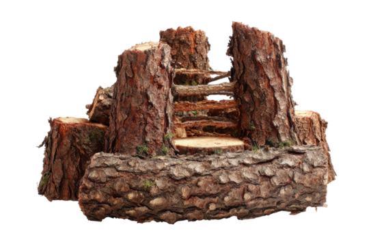 Log building blocks for creative play forest background nature art