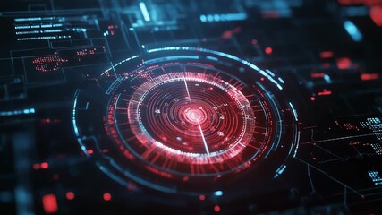 Futuristic head up display showing targeting system with radar scanning data - Powered by Adobe