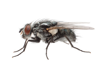 Close-up action of a fly on macro photography