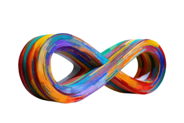 Colorful infinity sculpture displayed in art gallery creative space