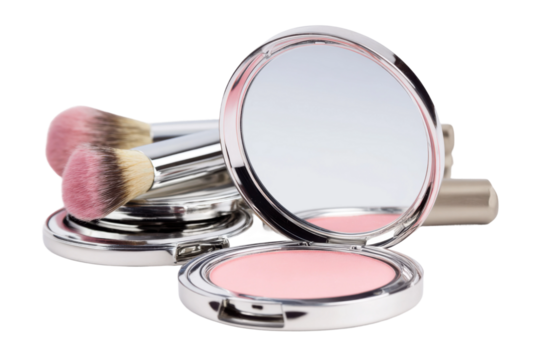 Makeup application event vanity table beauty products indoor close-up