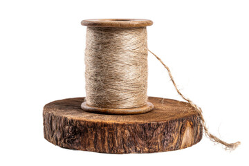 Handmade twine on wooden base crafting supplies studio setting