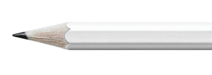 Close-up of a white pencil with a dark gray graphite point
