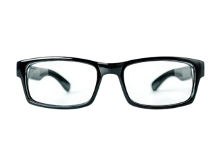 Black rectangular eyeglasses on black background, Isolated On white, Png Transparent