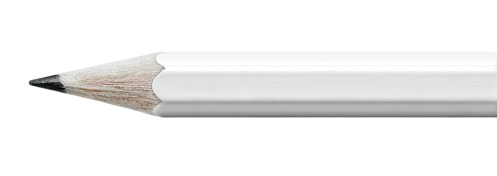 Close-up of a white pencil with a dark gray graphite point