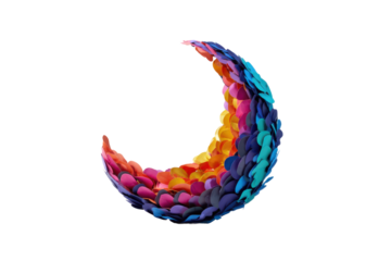 Indoor art installation colorful moon sculpture and design