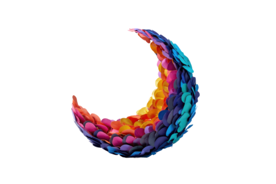 Indoor art installation colorful moon sculpture and design