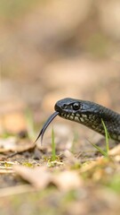 Fototapeta premium Close-up of a snake in the forest floor