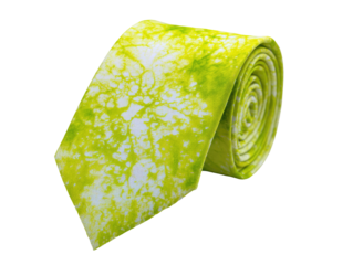 Rolled lime green tie with abstract white splatter pattern (1)
