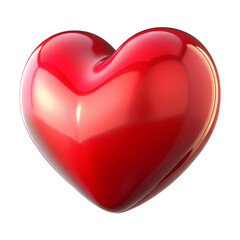 Shiny red heart shape symbol isolated on transparent background