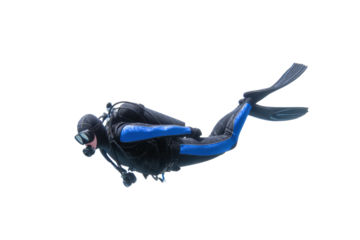 Underwater diving adventure ocean action shot clear water side view