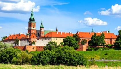 Obraz premium Panoramic view of a historic European castle complex