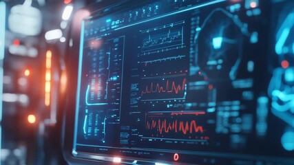 Futuristic interface displaying complex data and medical information in a high tech environment - Powered by Adobe