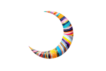 Colorful crescent moon design artistic creation abstract style