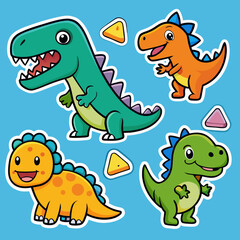 Obraz premium Dinosaur stickers for kids printable svg editable vector Dino theme 