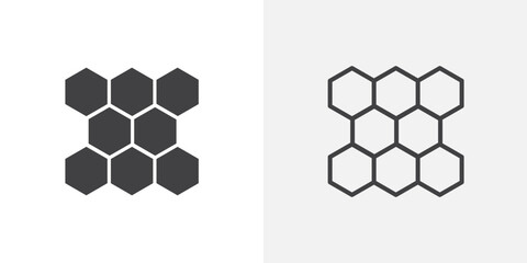 Honeycombs icon set for ui designs on white background