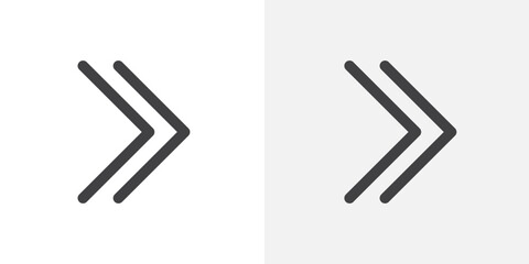 Right arrow icon set for ui designs on white background