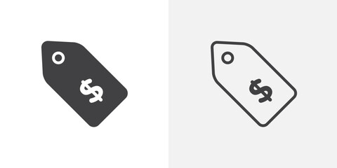 Price tag icon set for ui designs on white background