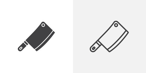 Butcher knife icon set for ui designs on white background