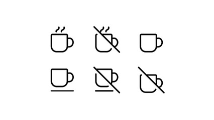 Set of coffee cup and hot drink icons in a doodle hand-drawn sketch style. Includes symbols for...