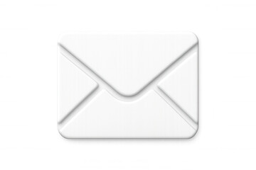 Minimalist white envelope icon isolated on transparent background, symbolizing email, messaging, and online communication