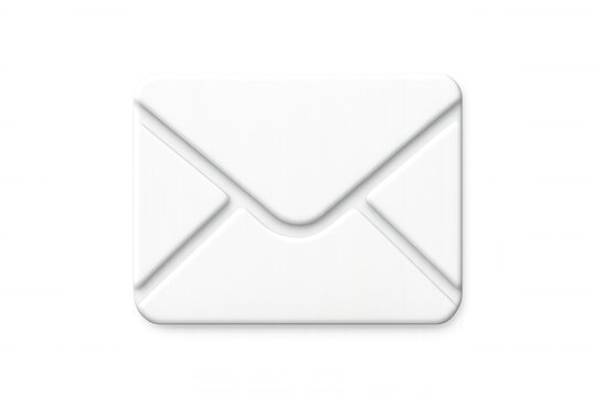 Minimalist white envelope icon isolated on transparent background, symbolizing email, messaging, and online communication