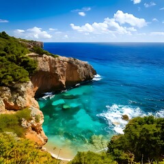 Coastal scenery with turquoise water and cliffs