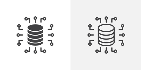 Data aggregation icon set for ui designs on white background