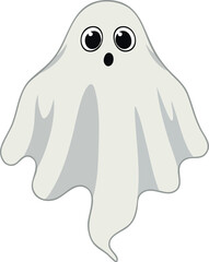Cute ghost character with big eyes and surprised expression vector illustration for Halloween design and decoration
