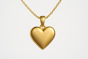 Fototapeta premium Golden heart pendant gracefully hanging from a delicate chain, representing love, romance, and deep affection in an elegant design