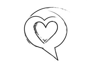 Hand-drawn speech bubble with heart