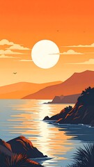 Coastal sunset landscape